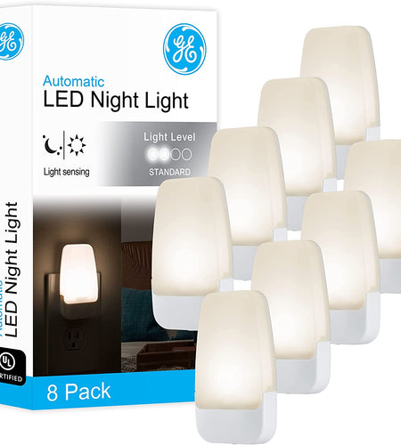 LED Night Light, Plug-In, Dusk to Dawn Sensor, Warm White, Ambient Lighting, Ideal Nightlight for Kids, Adults, Bedroom, Bathroom, Nursery, Hallway, Kitchen, 46478, 8 Pack