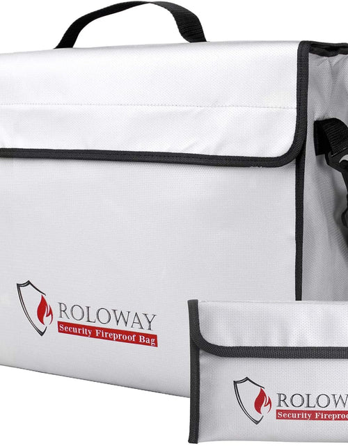Load image into Gallery viewer, Fireproof Document &amp; Money Bags, Large Fireproof &amp; Water Resistant Bag (15 X 12 X 5 Inches), Fireproof Folder Safe Bag for Cash, Valuables &amp; Passport, with Silicone Coating &amp; Zipper Closure

