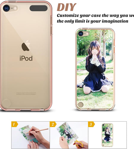 Compatible with Ipod Touch 7/6/5 Case, Clear Slim Hybrid Bumper Tpu/Scratch Resistant Hard PC Back/Corner Shock Absorption Case for Apple Ipod Touch 5Th/6Th/7Th Generation, Rose Gold